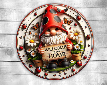 Welcome Gnome Butterflies Colorful Door Hanger - Bright Wooden Sign, Fun Home Decor for Front Door, Seasonal & Year-Round Use, Entry Accent